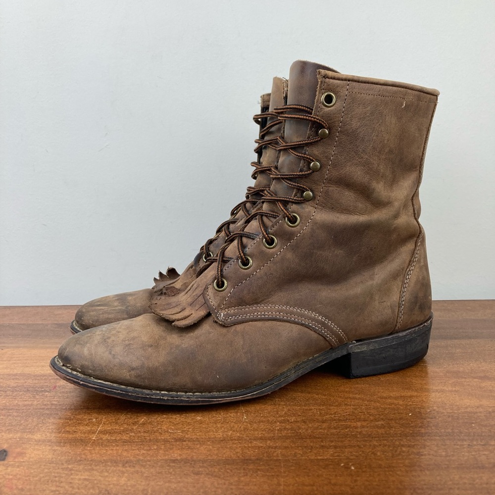 Laredo Brown Leather Western Kiltie Boots